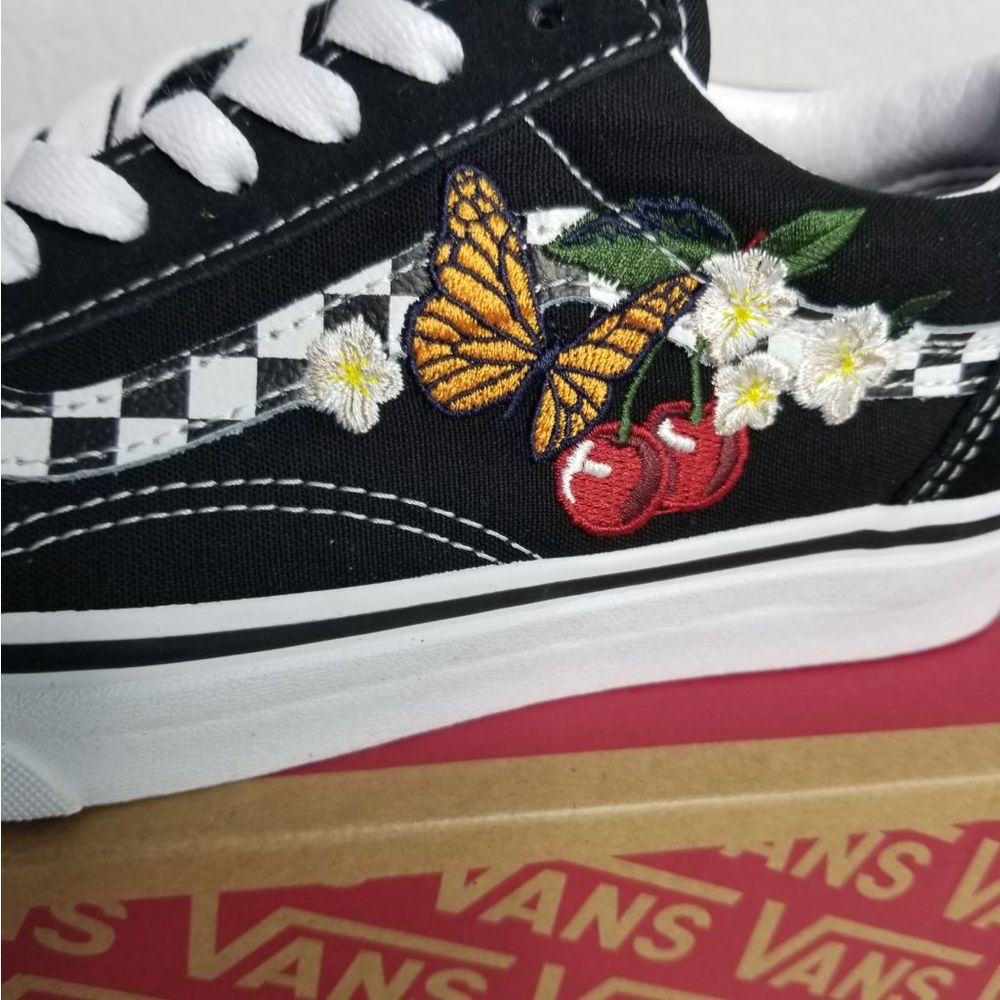 Van's Old Skool Checker Floral Sneaker Shoes Sz7.5 Womens New - Picture 6 of 8